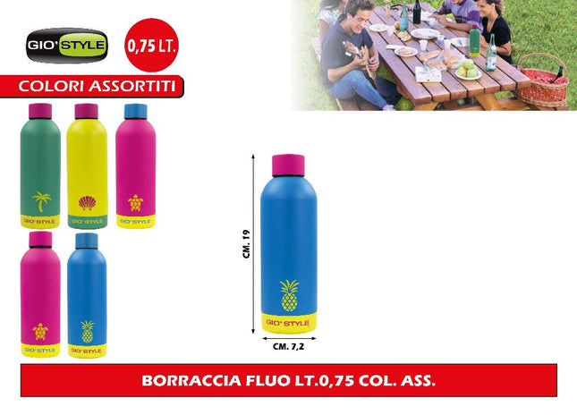Giò Style Borraccia Fluo in Plastica da Lt.0,5 a Lt.0,75 in Vari Colori Assortiti - Tutto Tutto Meno Meno