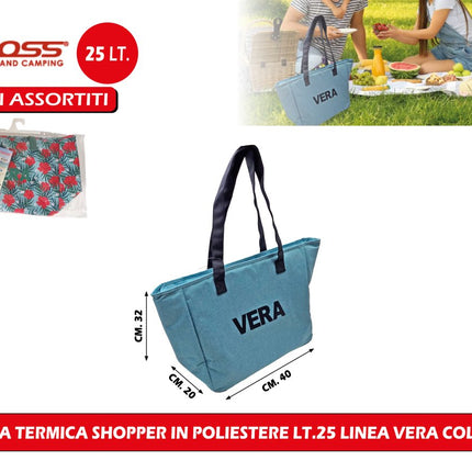 BORSA TERMICA SHOPPER IN POLIESTERE LT.25 LINEA VERA COL. ASS. Faboss