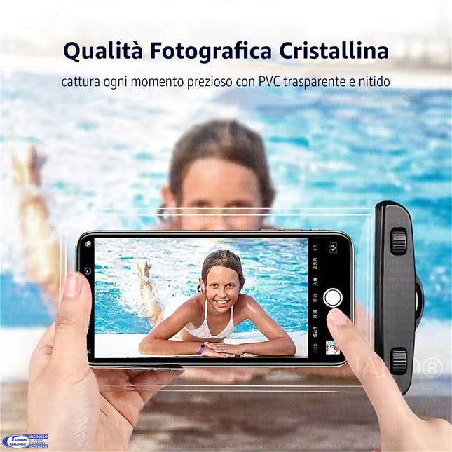 Custodia Smartphone Impermeabile Universale con Laccetto – Waterproof Bag Trasparente Touch, Mare Piscina Viaggio Due Esse