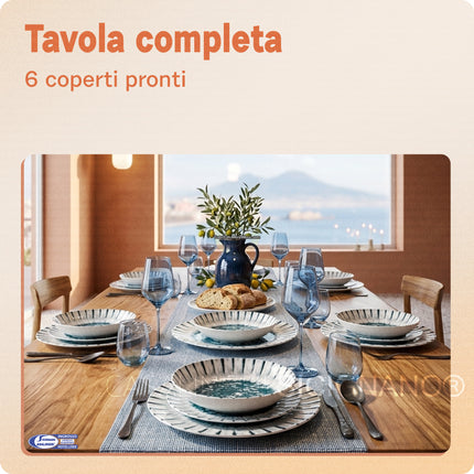 Servizio Piatti 18 Pezzi Porcellana Opera Blu – Set Tavola 6 Persone Elegante MMZ
