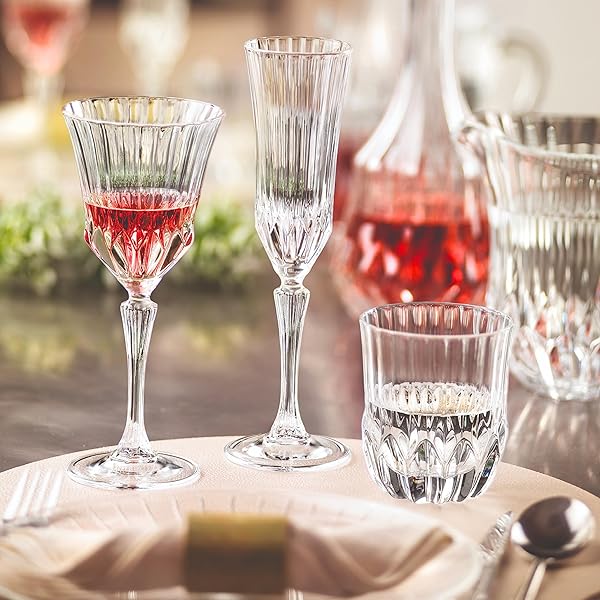 Rcr Cristalleria Italiana S.P.A. Linea Adagio | Calici Da Acqua E Vino In Vetro Bicchieri Moderni Set 6 Biccheri Di Cristallo Da 8 Cl