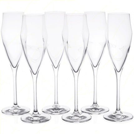 Rcr Bicchiere Da Champagne Calice In Cristallo Da 18Cl Ego Flute Set 6Pz - Splendente Elegante, Per Matrimoni, Feste, Da Ristorante