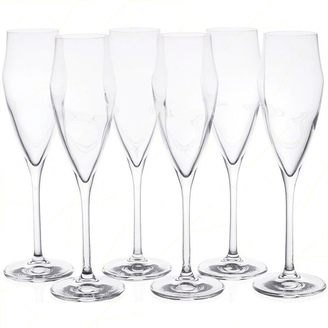 Rcr Bicchiere Da Champagne Calice In Cristallo Da 18Cl Ego Flute Set 6Pz - Splendente Elegante, Per Matrimoni, Feste, Da Ristorante
