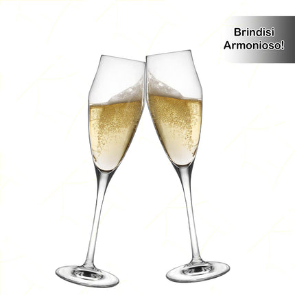 Rcr Bicchiere Da Champagne Calice In Cristallo Da 18Cl Ego Flute Set 6Pz - Splendente Elegante, Per Matrimoni, Feste, Da Ristorante