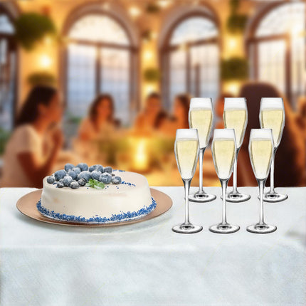 Rcr Bicchiere Da Champagne Calice In Cristallo Da 18Cl Ego Flute Set 6Pz - Splendente Elegante, Per Matrimoni, Feste, Da Ristorante