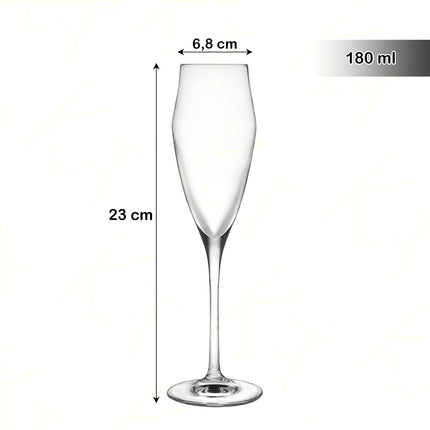 Rcr Bicchiere Da Champagne Calice In Cristallo Da 18Cl Ego Flute Set 6Pz - Splendente Elegante, Per Matrimoni, Feste, Da Ristorante