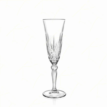 Rcr Bicchiere Da Champagne Calice In Cristallo Da 16Cl Melodia Flute Set 6Pz - Splendente Elegante, Per Matrimoni, Feste, Da Ristorante