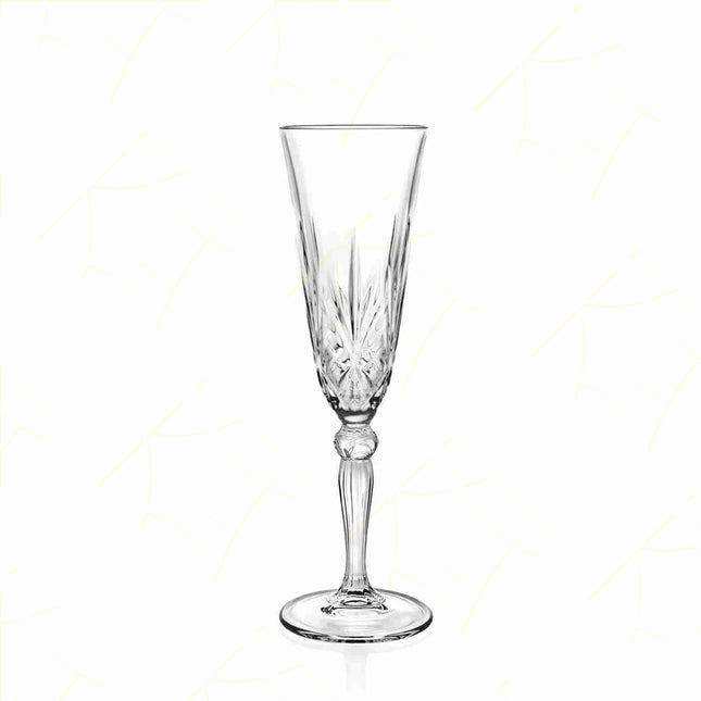 Rcr Bicchiere Da Champagne Calice In Cristallo Da 16Cl Melodia Flute Set 6Pz - Splendente Elegante, Per Matrimoni, Feste, Da Ristorante