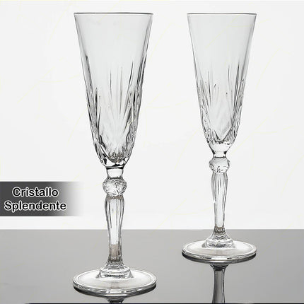 Rcr Bicchiere Da Champagne Calice In Cristallo Da 16Cl Melodia Flute Set 6Pz - Splendente Elegante, Per Matrimoni, Feste, Da Ristorante