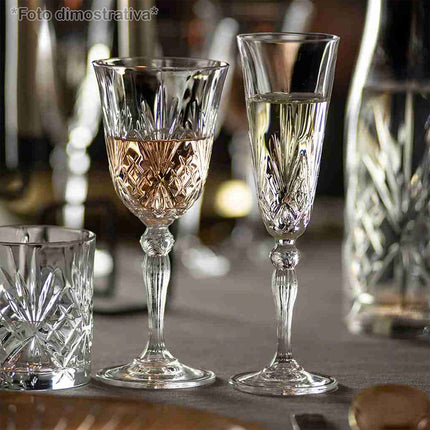 Rcr Bicchiere Da Champagne Calice In Cristallo Da 16Cl Melodia Flute Set 6Pz - Splendente Elegante, Per Matrimoni, Feste, Da Ristorante
