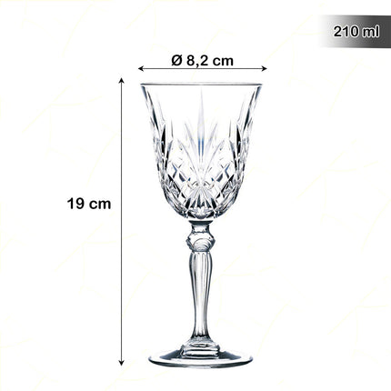 Rcr Calice Vino In Cristallo Da 21Cl Melodia Set 6Pz - Splendente Elegante Per Vino, Champagne, Ristorante