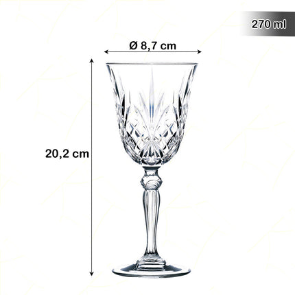 Rcr Calice Vino In Cristallo Da 27Cl Melodia Set 6Pz - Splendente Elegante Per Vino, Champagne, Ristorante
