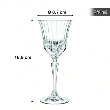 Rcr Calice Vino In Cristallo Adagio Set 6Pz - Splendente Elegante Per Vino, Champagne, Ristorante 22 cl RCR Cristallerie