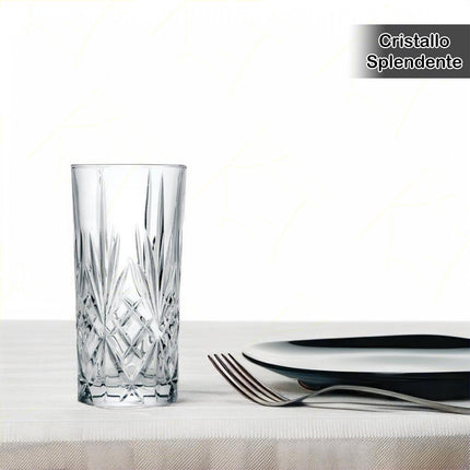 Rcr Bicchiere Acqua In Cristallo Melodia Tumbler Da 36Cl Set 6Pz - Splendente Elegante Per Acqua, Aperitivi, Da Ristorante, Casa