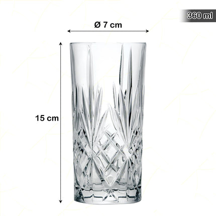 Rcr Bicchiere Acqua In Cristallo Melodia Tumbler Da 36Cl Set 6Pz - Splendente Elegante Per Acqua, Aperitivi, Da Ristorante, Casa