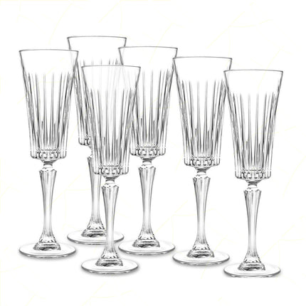 Rcr Bicchiere Da Champagne Calice In Cristallo Da 21Cl Timeless Flute Set 6Pz - Splendente Elegante, Per Matrimoni, Feste, Da Ristorante