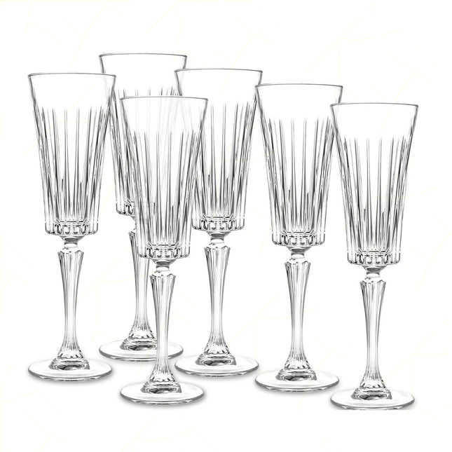 Rcr Bicchiere Da Champagne Calice In Cristallo Da 21Cl Timeless Flute Set 6Pz - Splendente Elegante, Per Matrimoni, Feste, Da Ristorante RCR Cristallerie