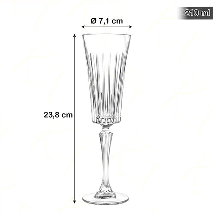 Rcr Bicchiere Da Champagne Calice In Cristallo Da 21Cl Timeless Flute Set 6Pz - Splendente Elegante, Per Matrimoni, Feste, Da Ristorante