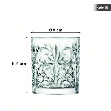 Rcr Bicchiere Acqua In Cristallo Tattoo Dof Da 34Cl Set 6Pz - Splendente Elegante Per Acqua, Aperitivi, Da Ristorante, Casa