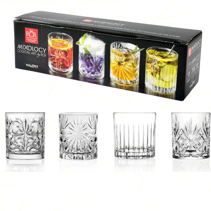 Rcr Bicchieri Misti Per Cocktail In Cristallo Mixology Set 4Pz - Splendente Elegante Per Acqua, Aperitivi, Da Ristorante, Bar O Casa