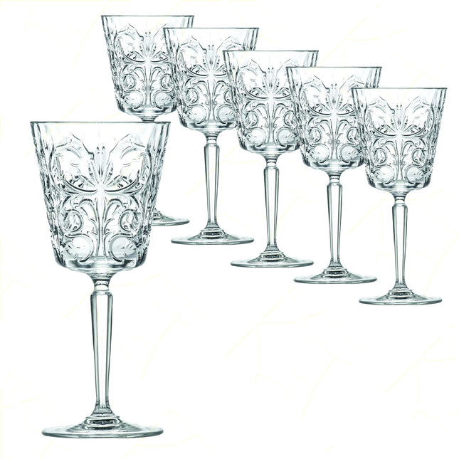 Rcr Calice Vino In Cristallo Da 29Cl Tattoo Set 6Pz - Splendente Elegante Per Vino, Champagne, Ristorante