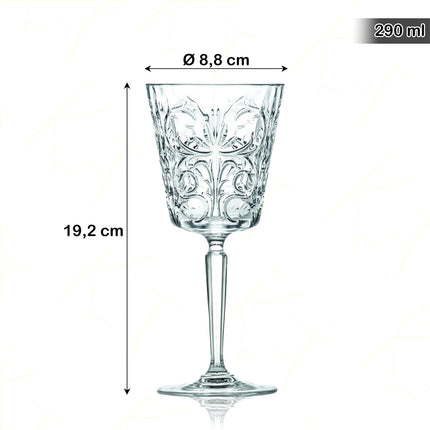 Rcr Calice Vino In Cristallo Da 29Cl Tattoo Set 6Pz - Splendente Elegante Per Vino, Champagne, Ristorante