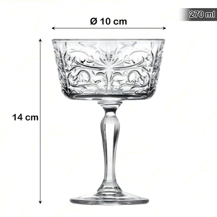 Rcr Calice Per Aperitivi O Frutta In Cristallo Da 27Cl Tattoo Set 6Pz - Splendente Elegante Per Dessert, Frutta, Aperitivi, Ristorante, Bar