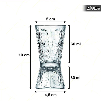 Rcr Bicchiere Per Shot O Jigger A Clessidra In Cristallo Da 3Cl - 6Cl Tattoo Clessidra Tumbler - Splendente Elegante Per Cocktail, Degustazione, Distillati, Barman, Mixology