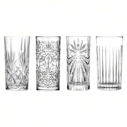Rcr Bicchieri Misti Per Cocktail In Cristallo Mixology Tumblers Set 4Pz - Splendente Elegante Per Acqua, Aperitivi, Da Ristorante, Bar O Casa