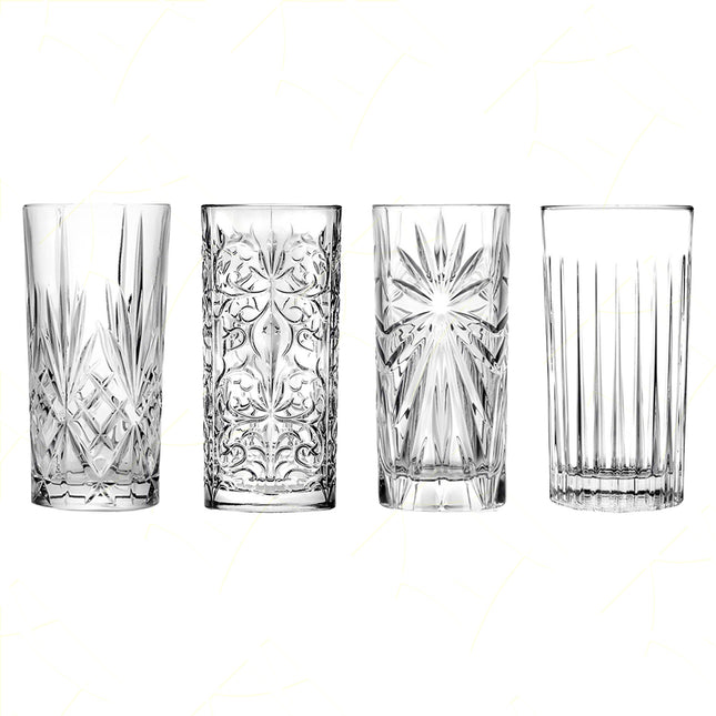 Rcr Bicchieri Misti Per Cocktail In Cristallo Mixology Tumblers Set 4Pz - Splendente Elegante Per Acqua, Aperitivi, Da Ristorante, Bar O Casa