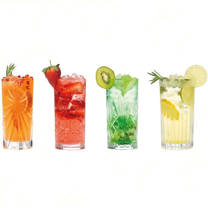 Rcr Bicchieri Misti Per Cocktail In Cristallo Mixology Tumblers Set 4Pz - Splendente Elegante Per Acqua, Aperitivi, Da Ristorante, Bar O Casa