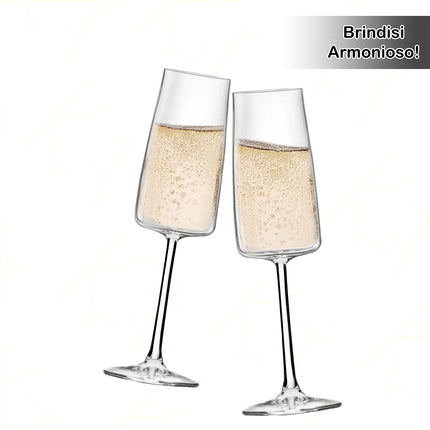 Rcr Bicchiere Da Champagne Calice In Cristallo Da 30Cl Essential Flute Set 6Pz - Splendente Elegante, Per Matrimoni, Feste, Da Ristorante