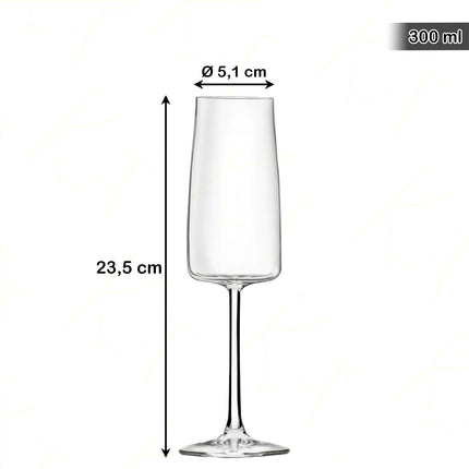 Rcr Bicchiere Da Champagne Calice In Cristallo Da 30Cl Essential Flute Set 6Pz - Splendente Elegante, Per Matrimoni, Feste, Da Ristorante