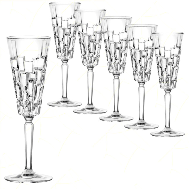 Rcr Bicchiere Da Champagne Calice In Cristallo Da 19Cl Etna Flute Set 6Pz - Splendente Elegante, Per Matrimoni, Feste, Da Ristorante RCR Cristallerie