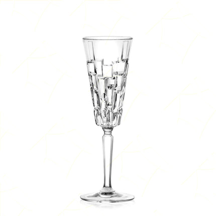 Rcr Bicchiere Da Champagne Calice In Cristallo Da 19Cl Etna Flute Set 6Pz - Splendente Elegante, Per Matrimoni, Feste, Da Ristorante