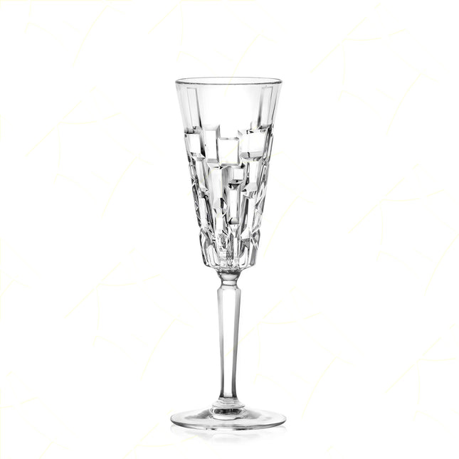 Rcr Bicchiere Da Champagne Calice In Cristallo Da 19Cl Etna Flute Set 6Pz - Splendente Elegante, Per Matrimoni, Feste, Da Ristorante