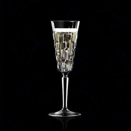 Rcr Bicchiere Da Champagne Calice In Cristallo Da 19Cl Etna Flute Set 6Pz - Splendente Elegante, Per Matrimoni, Feste, Da Ristorante