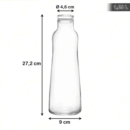 Rcr Bottiglia In Vetro Da 1.09 Litri Con Tappo Eco Water - Ergonomica, Elegante, Brillante, Per Ristorante, Bar, Casa RCR Cristallerie