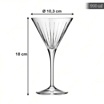 Rcr Calice Per Aperitivi In Cristallo Martini Da 21Cl Set 6Pz - Splendente Elegante Per Acqua, Aperitivi, Da Ristorante, Casa