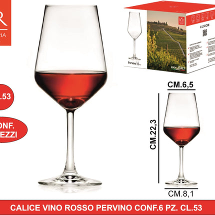 Calice Vino Rosso Pervino Conf.6 Pz. Cl.54 RCR Cristallerie