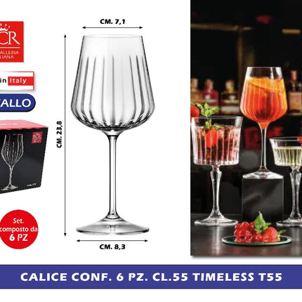 Calice Conf. 6 Pz. Cl.55 Timeless T56 RCR Cristallerie