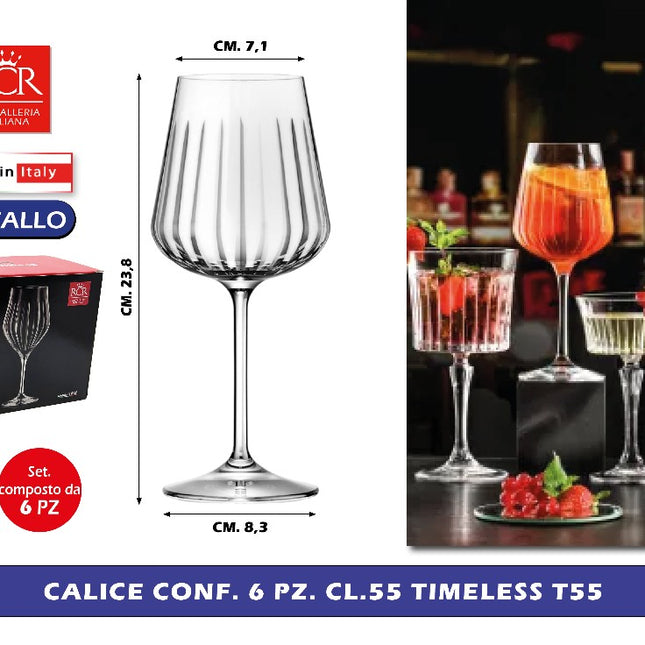 Calice Conf. 6 Pz. Cl.55 Timeless T56 RCR Cristallerie