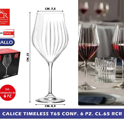 Calice Timeless T65 Conf. 6 Pz. Cl.65 Rcr RCR Cristallerie