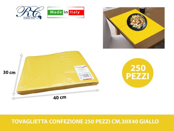 Tovaglietta Conf. 250 Pz. Cm.30X40 Giallo R.C. Table Top