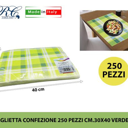 Tovaglietta Conf. 250 Pz. Cm.30X40 Blu/Verde R.C. Table Top