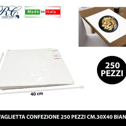 Tovaglietta Conf. 250 Pz. Cm.30X40 Bianco R.C. Table Top