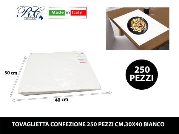 Tovaglietta Conf. 250 Pz. Cm.30X40 Bianco R.C. Table Top