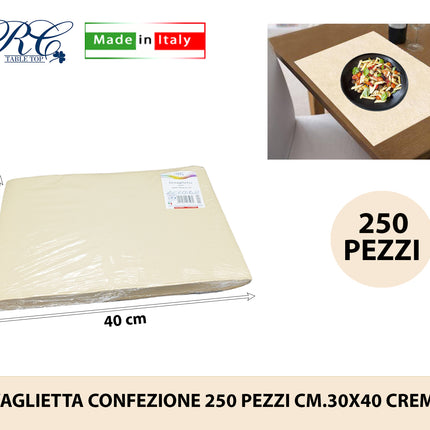 Tovaglietta Conf. 250 Pz. Cm.30X40 Crema R.C. Table Top