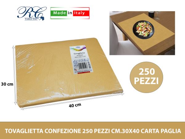 Tovaglietta Conf. 250 Pz. Cm.30X40 Carta Paglia R.C. Table Top