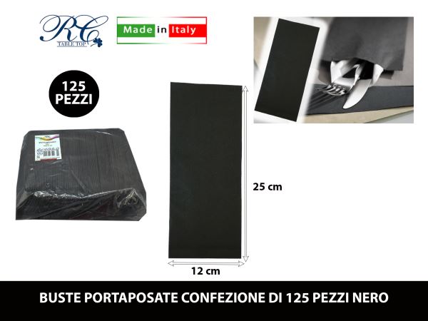 Buste Portaposate Conf. 125 Pz. Nero R.C. Table Top